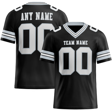 Custom Black White-Silver Authentic Football Jersey