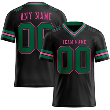 Custom Black Kelly Green-Pink Mesh Authentic Football Jersey