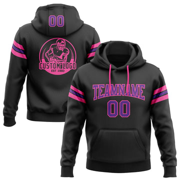Custom Stitched Black Purple-Pink Football Pullover Sweatshirt Hoodie