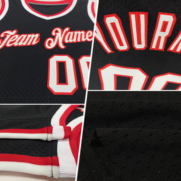 Custom Black Orange-White Authentic Throwback Basketball Jersey