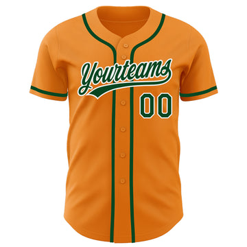 Custom Bay Orange Green-White Authentic Baseball Jersey