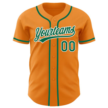 Custom Bay Orange Kelly Green-White Authentic Baseball Jersey