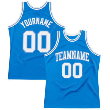 Custom Blue White-Light Blue Authentic Throwback Basketball Jersey