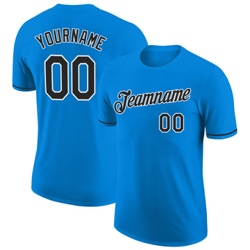 Custom Blue Black-White Performance T-Shirt