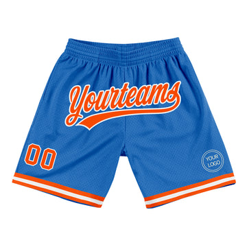 Custom Blue Orange-White Authentic Throwback Basketball Shorts