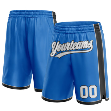 Custom Blue White Black-Gray Authentic Basketball Shorts