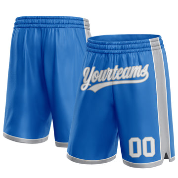 Custom Blue White-Gray Authentic Basketball Shorts