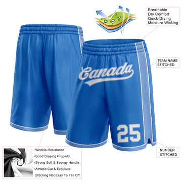 Custom Blue White-Light Blue Authentic Basketball Shorts