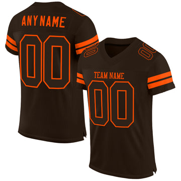 Custom Brown Brown-Orange Mesh Authentic Football Jersey