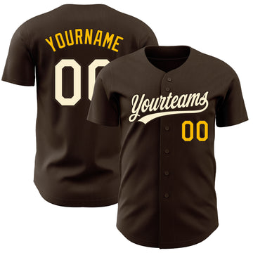 Custom Brown Cream-Gold Authentic Baseball Jersey