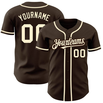 Custom Brown Cream Authentic Baseball Jersey