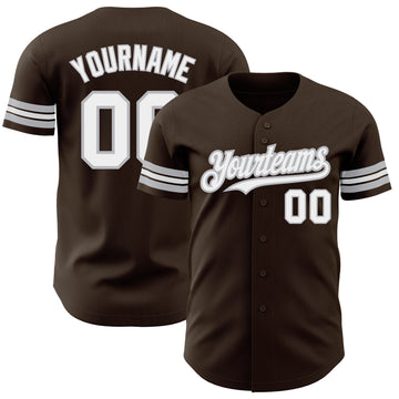 Custom Brown White-Gray Authentic Baseball Jersey