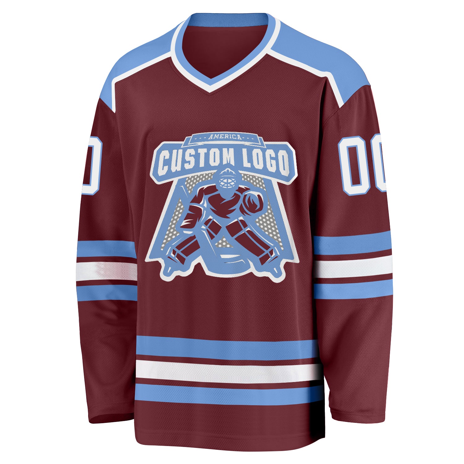 Cheap Custom Light Blue White-Gray Hockey Lace Neck Jersey Free Shipping – CustomJerseysPro