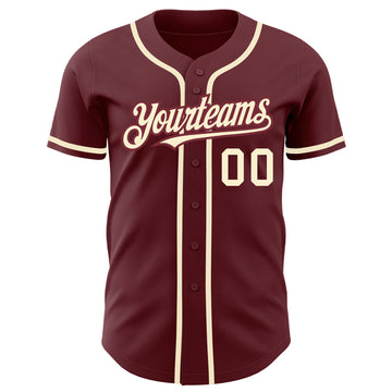 Custom Burgundy Cream Authentic Baseball Jersey