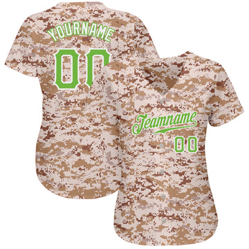 Custom Camo Neon Green-White Authentic Salute To Service Baseball Jersey