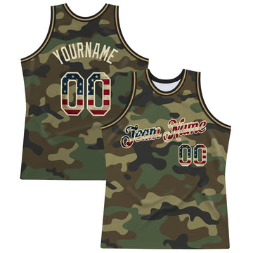 Custom Camo Vintage USA Flag-Cream Authentic Salute To Service Basketball Jersey