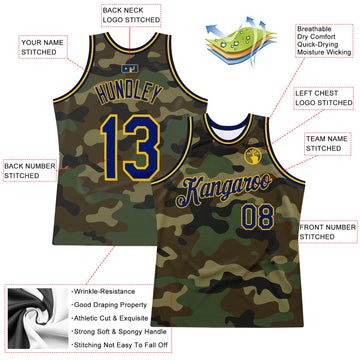 Custom Camo Royal-Gold Authentic Salute To Service Basketball Jersey