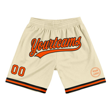 Custom Cream Orange-Black Authentic Throwback Basketball Shorts