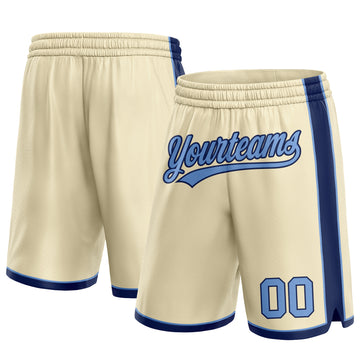 Custom Cream Light Blue-Navy Authentic Basketball Shorts