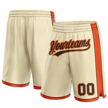 Custom Cream Black Orange-Old Gold Authentic Basketball Shorts