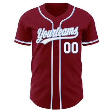 Custom Crimson White-Light Blue Authentic Baseball Jersey