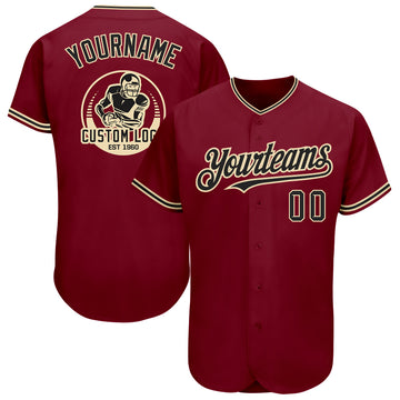 Custom Crimson Black-City Cream Authentic Baseball Jersey