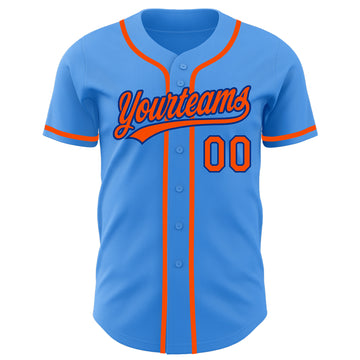 Custom Electric Blue Orange-Royal Authentic Baseball Jersey