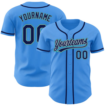 Custom Electric Blue Navy Gray-Teal Authentic Baseball Jersey