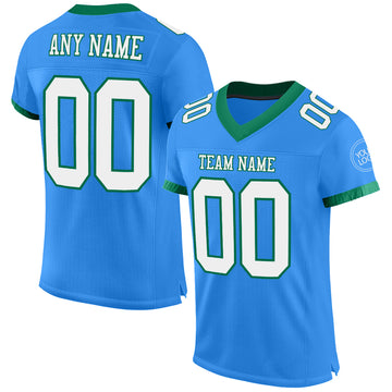 Custom Electric Blue White-Kelly Green Mesh Authentic Football Jersey
