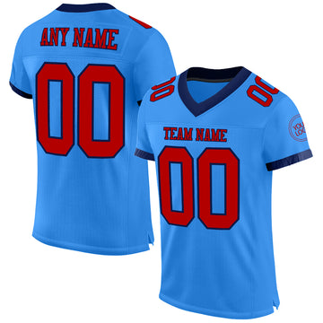 Custom Electric Blue Red-Navy Mesh Authentic Football Jersey