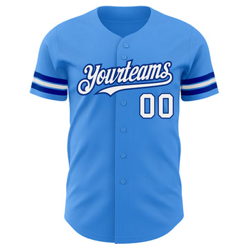 Custom Electric Blue White-Royal Authentic Baseball Jersey