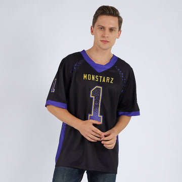 Custom Black Purple-Old Gold Mesh Drift Fashion Football Jersey - Jersey