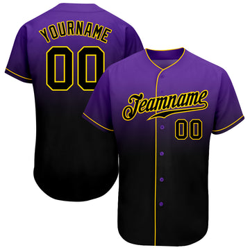 Custom Red Gold-Black Authentic Fade Fashion Baseball Jersey