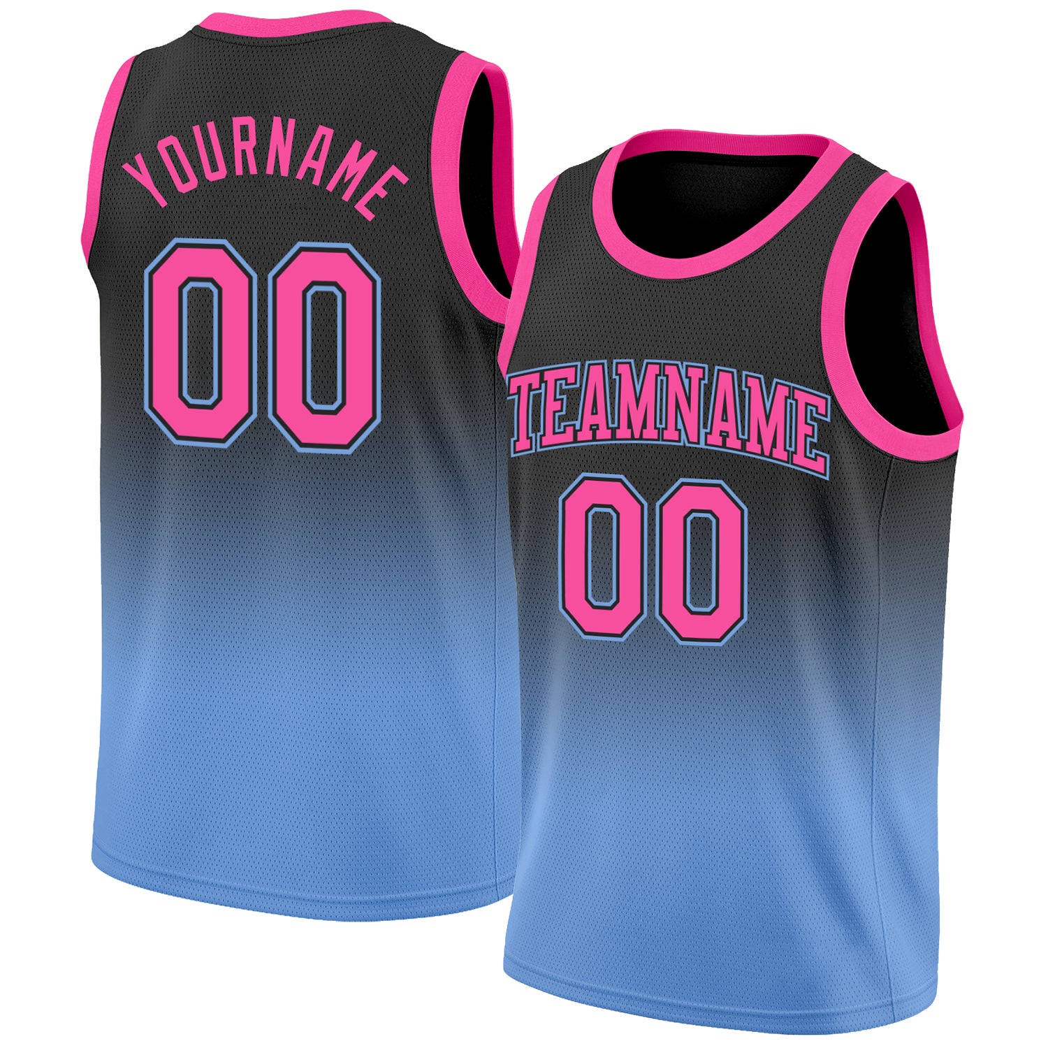 Custom Black Pink-Light Blue Authentic Fade Fashion Basketball