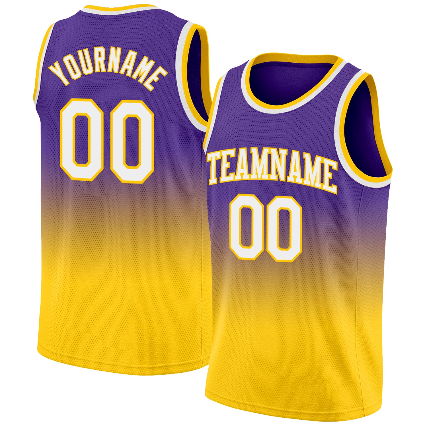 Custom Purple White-Gold Authentic Fade Fashion Basketball Jersey Discount
