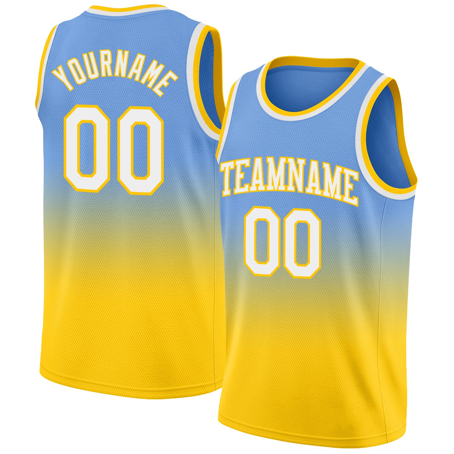 Custom Light Blue White-Gold Authentic Fade Fashion Basketball Jersey  Discount