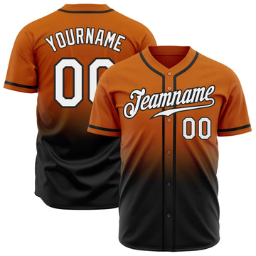 Custom Texas Orange White-Black Authentic Fade Fashion Baseball Jersey