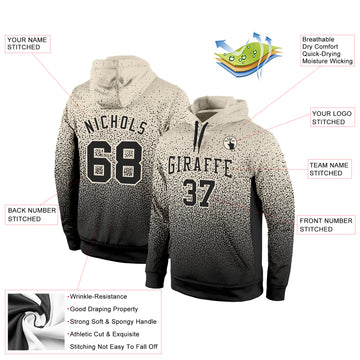 Custom Stitched Cream Black Fade Fashion Sports Pullover Sweatshirt Hoodie