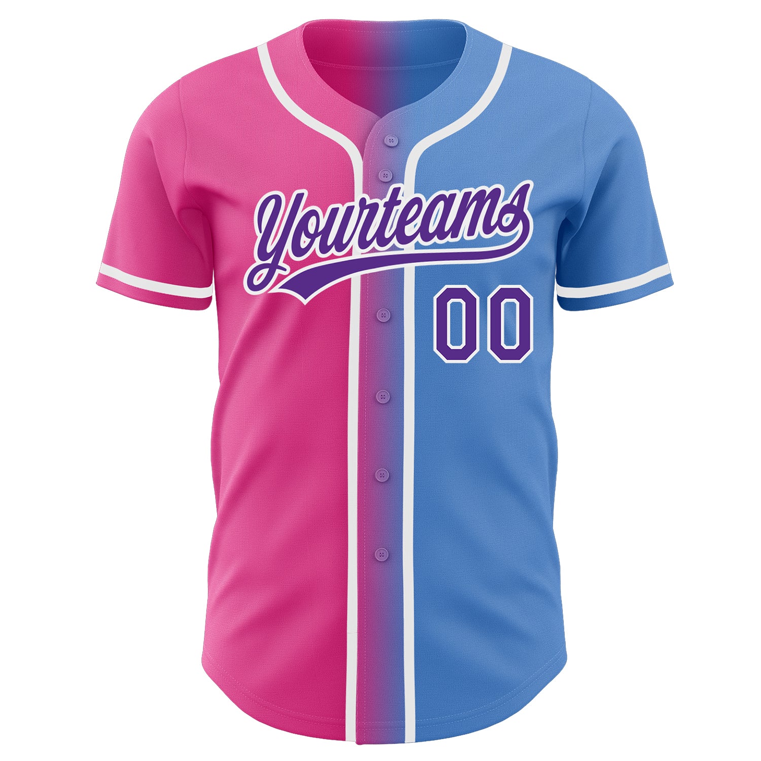 Custom Powder Blue Purple-Pink Authentic Fade Fashion Baseball Jersey  Discount