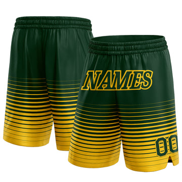 Custom Green Yellow Pinstripe Fade Fashion Authentic Basketball Shorts