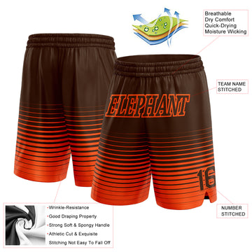 Custom Brown Orange Pinstripe Fade Fashion Authentic Basketball Shorts