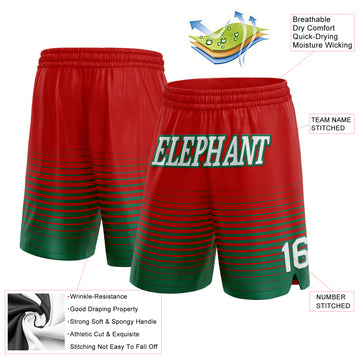 Custom Red White-Kelly Green Pinstripe Fade Fashion Authentic Basketball Shorts