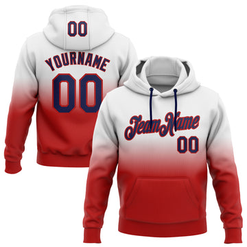 Custom Stitched White Navy-Red Fade Fashion Sports Pullover Sweatshirt Hoodie