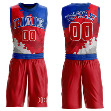 Custom Figure Red-Royal Round Neck Sublimation Basketball Suit Jersey