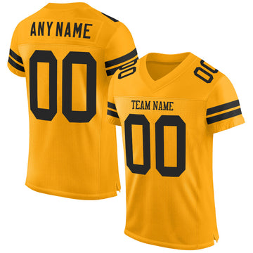 Custom Gold Black Mesh Authentic Football Jersey