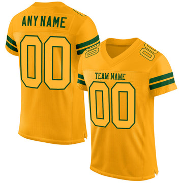 Custom Gold Gold-Green Mesh Authentic Football Jersey