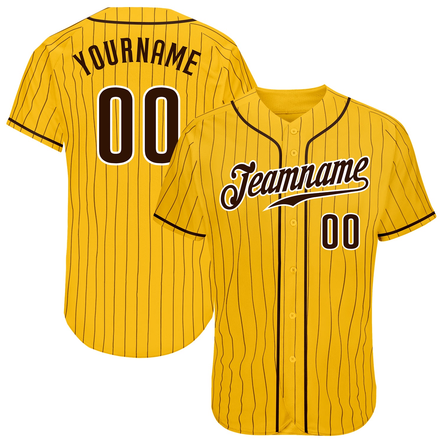 Custom Gold Brown Pinstripe Brown-White Authentic Baseball Jersey Discount