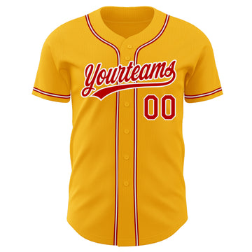 Custom Gold Red-White Authentic Baseball Jersey