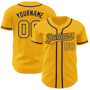 Custom Gold Gold-Navy Authentic Baseball Jersey