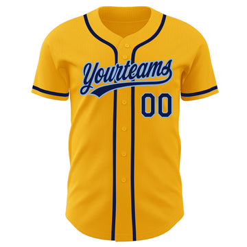 Custom Gold Navy-Light Blue Authentic Baseball Jersey